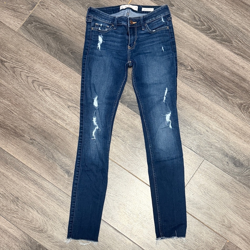 Hollister Dark Blue Distressed Skinny Jeans